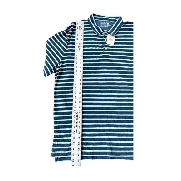 Faherty Isle Polo Short Sleeve Shirt Mens Large Green Blue Striped XXL New - Picture 4 of 8